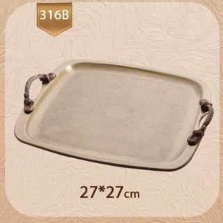 سینی مربع نقش دار دو دسته برنزی316b