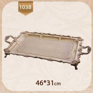 سینی مستطیل برجسته کنگره ای برنزی 103b