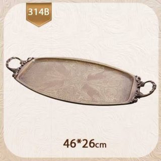 سینی بیضی نقش دار دودسته برنزی314b