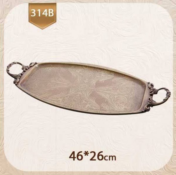 سینی بیضی نقش دار دودسته برنزی314b