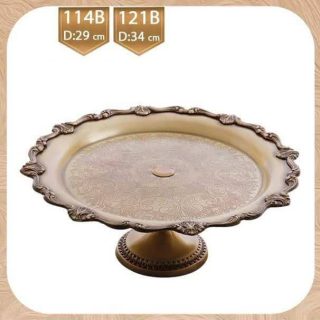 سینی گرد کنگره ای 27 پایه بلند برنزی 114b