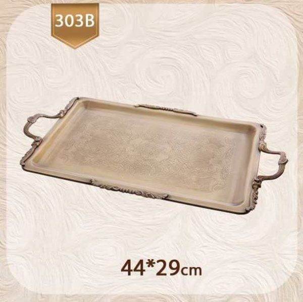 سینی مستطیل کشیده دودسته برنزی 303b